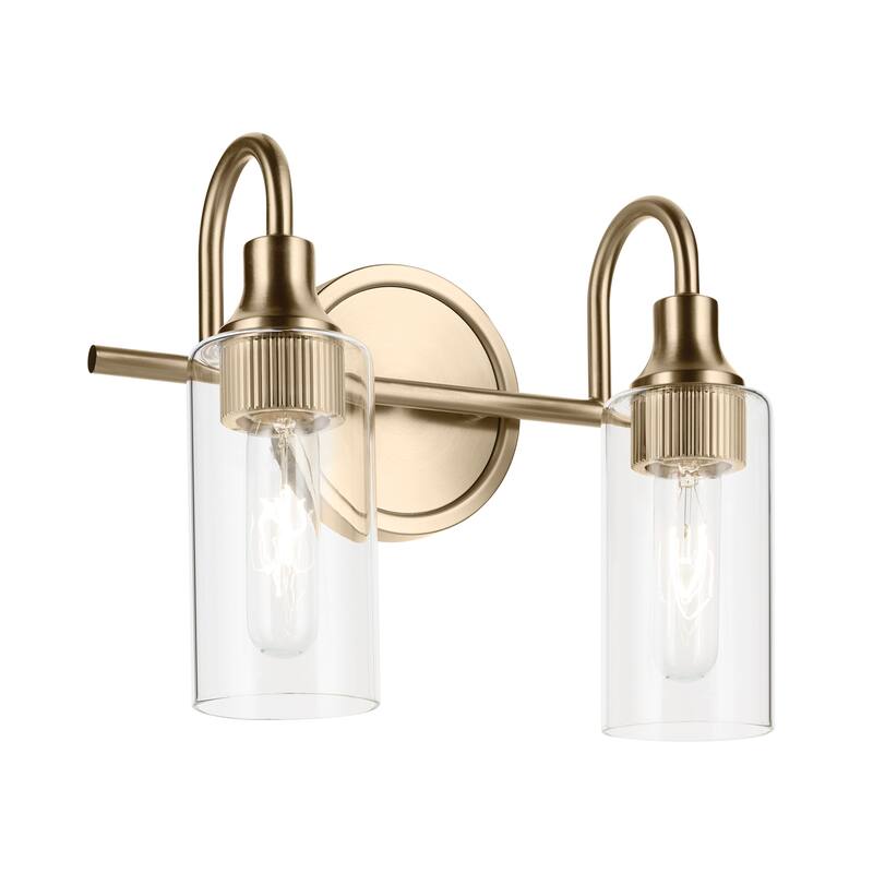 Kichler Lighting Kavi 12.5" 2-Light Vanity Light with Clear Glass in Champagne Bronze