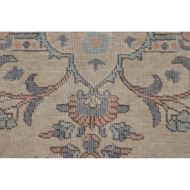 Tabriz Persian Area Rug Handmade Traditional Beige Floral Wool Carpet - 8'0"x 10'11"