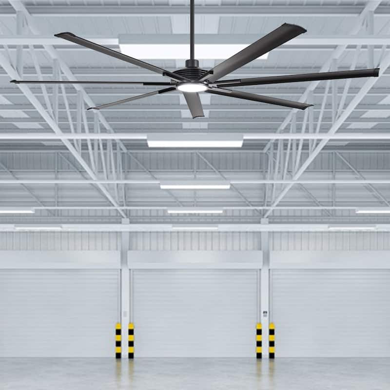 Ceiling Fan Industrial 84" Modern Black 7-Blade LED Light