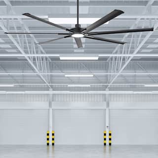 Ceiling Fan Industrial 84" Modern Black 7-Blade LED Light