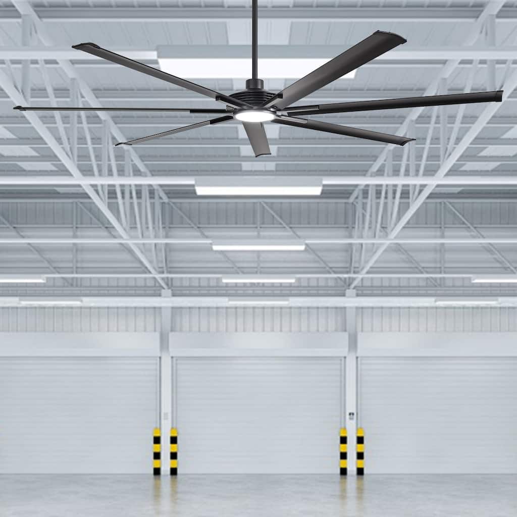 Ceiling Fan Industrial 84" Modern Black 7-Blade LED Light
