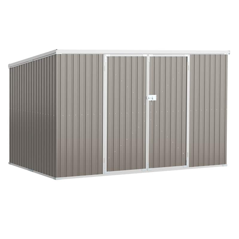 Outsunny 11' x 6' Steel Garden Storage Shed, Outdoor Utility Tool House with Double Lockable Doors for Backyard, Patio, Lawn