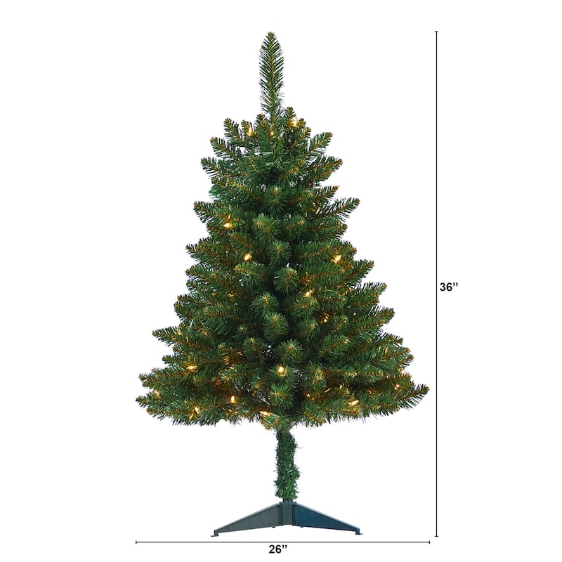 3ft. Spruce Artificial Christmas Tree with 50 Clear Lights and 154 Branches - Compact Festive X-Mas Décor Tree