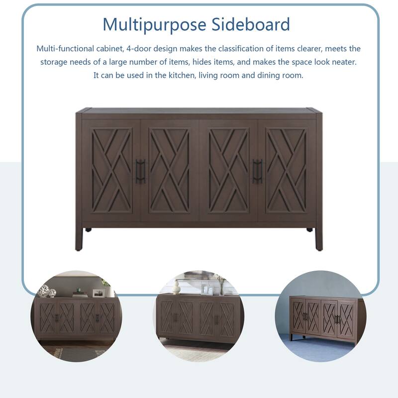 60" 4 Doors Wooden Twill Sideboard