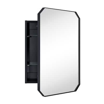 TEHOME Arched Metal Surface Mount Irregular Medicine Cabinet with Mirror - 18" x 26"