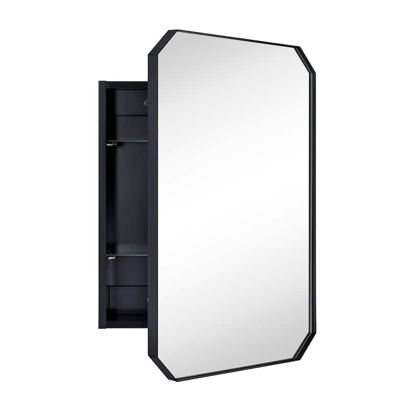 TEHOME Arched Metal Surface Mount Medicine Cabinet with Mirror Rectangle Bathroom Cabinet
