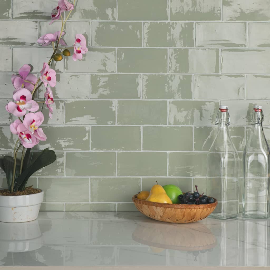 Merola Tile Chester Sage 3" x 6" Ceramic Wall Tile