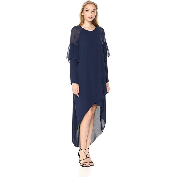 navy asymmetrical dress