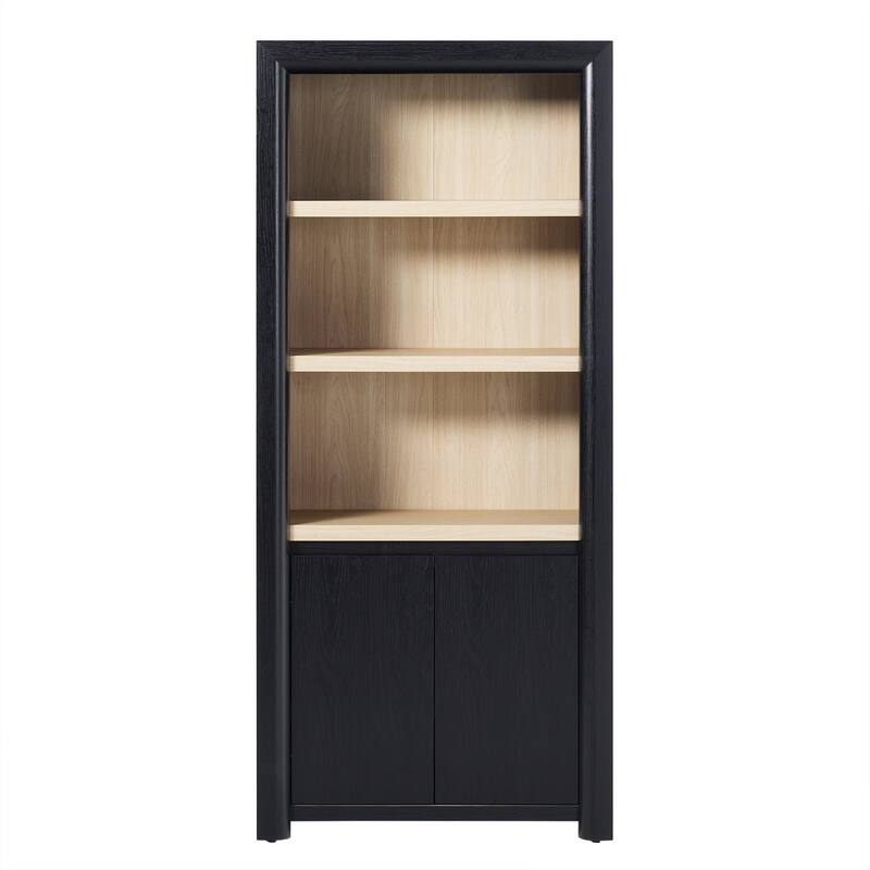 Walker Edison Modern Wood Open Bookshelf with Storage Cabinet