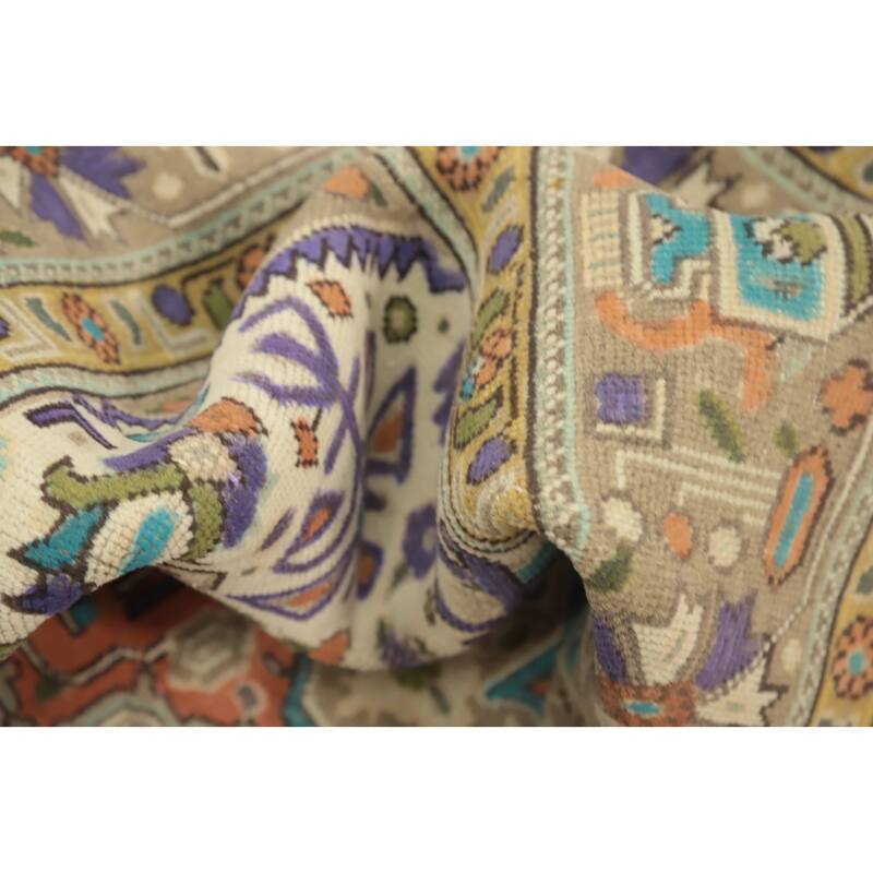 Hand Knotted Oriental 100% Wool Carpet Traditional Floral Oranges & Rust Tabriz Area Rug - 9' 3'' X 6' 5''