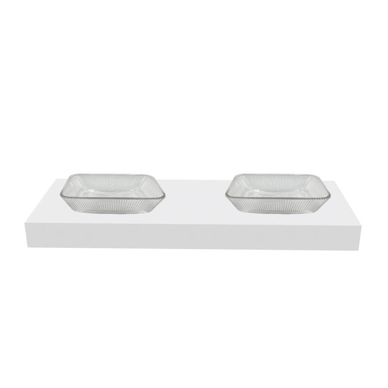 CastelloUSA 18" Rectangle Decorative Clear Crystal Sink With Base - 60"