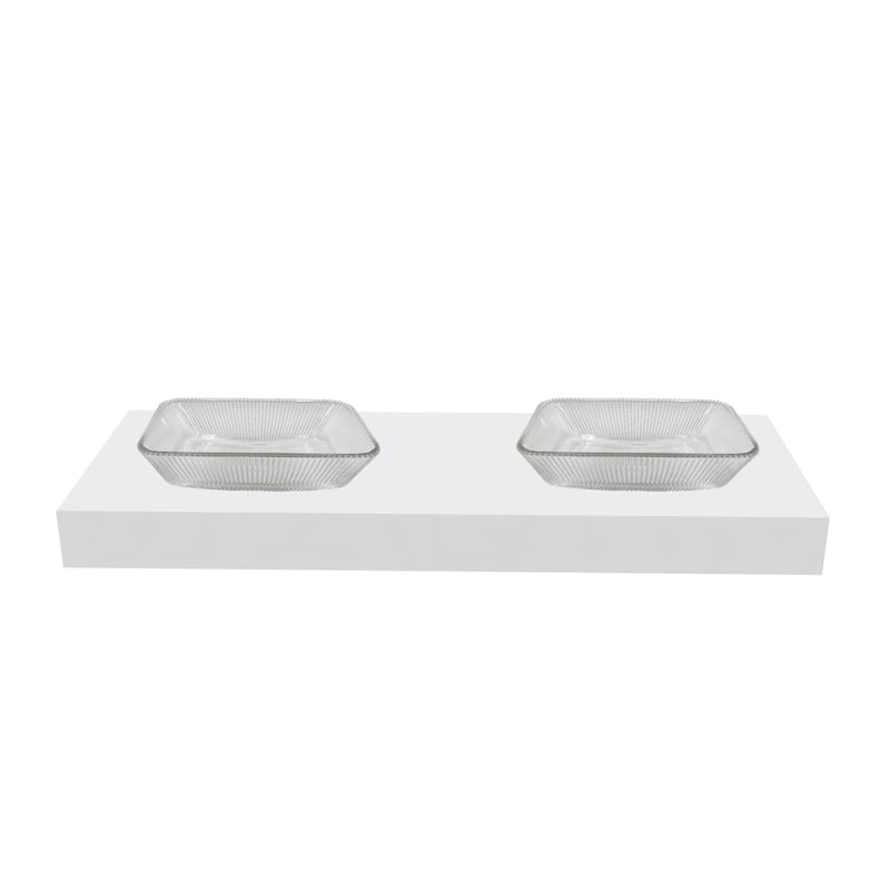 Charlie 18" Rectangle Decorative Crystal Vessel Sinks With White Base - 60"Countertop - 18"Clear