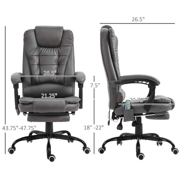 dimension image slide 2 of 9, Vinsetto 7-Point Massage Office Chair High Back Executive Recliner