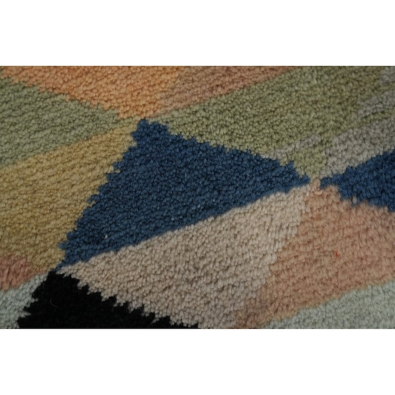 Hand-knotted Tribal Wool Multi-Colored Geometric Oriental Area Rug - 8' 9'' X 6' 0''