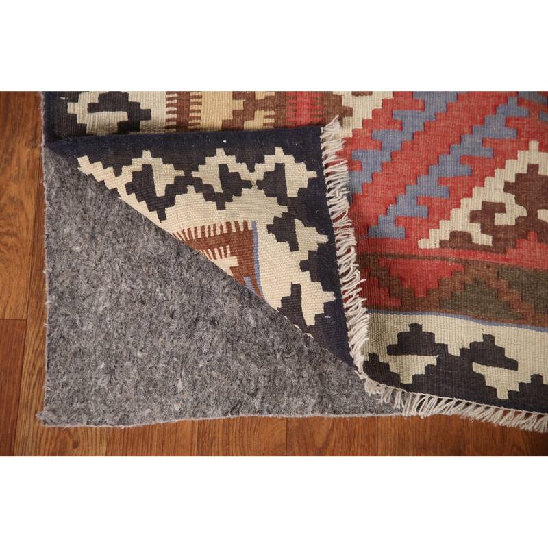 Vegetable Dye Kilim Qashqai Persian Vintage Rug Multi Wool Carpet - 4'6"x 9'4"