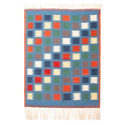 ECARPETGALLERY Flat-Weave Ankara Blue Wool Kilim - 4'11 x 6'6