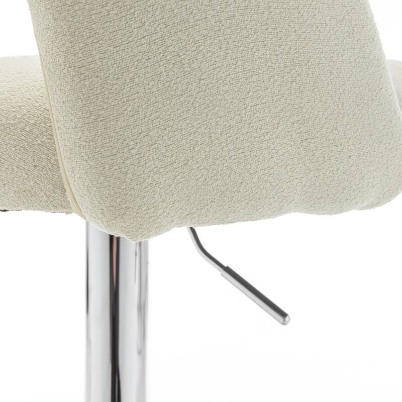 Best Quality Furniture Adjustable Textured Fabric Barstools with Chrome Finish Base (Set of 2)