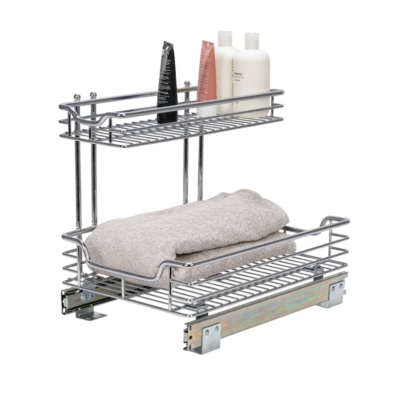 Household Essentials 12.5-Inch Chrome Sink Sliding Organizer - Silver