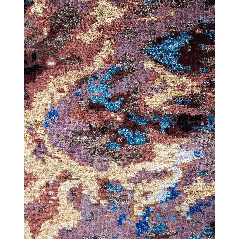 Ikat One-of-a-Kind Hand-Knotted Area Rug - Black, 9' 1" x 12' 1" - 9' 1" x 12' 1"
