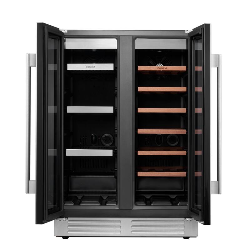 24 in. Beverage & Wine Cooler, 20 Bottle and 60 Can Dual Zone Built-in Fridge - 24 inch