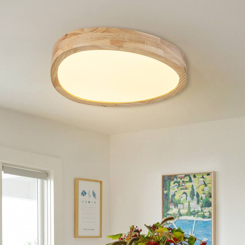 Integrated LED 5CCT Farmhouse Flush Mount Ceiling Light, 5 Color Temperature Selectable - Oval