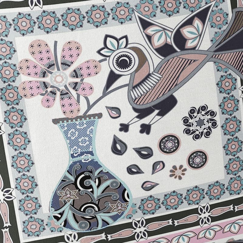 HomeRoots Set of Two 16" X 16" Pink and Black Peacock Blown Seam Floral Indoor Outdoor Throw Pillow - 16.00' X '16.00' X '5.00