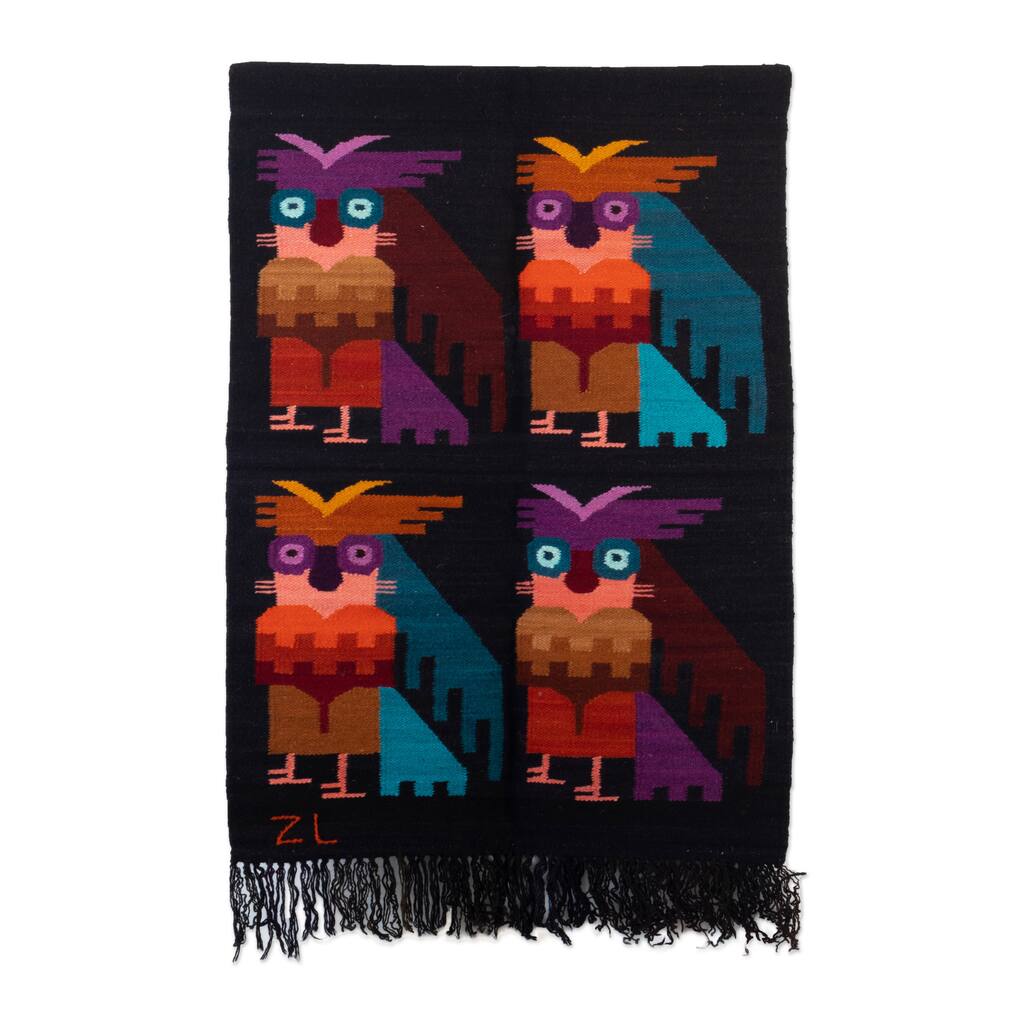 Novica Handmade Owl Night Wool And Cotton Blend Tapestry
