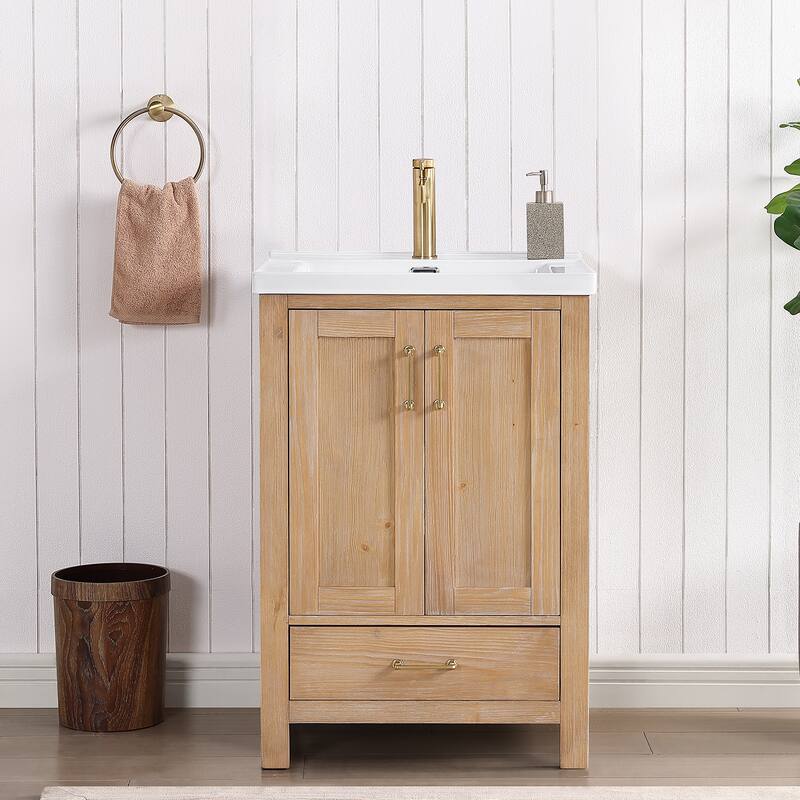 Gela Single Sink Bath Vanity with Drop-In White Ceramic Basin