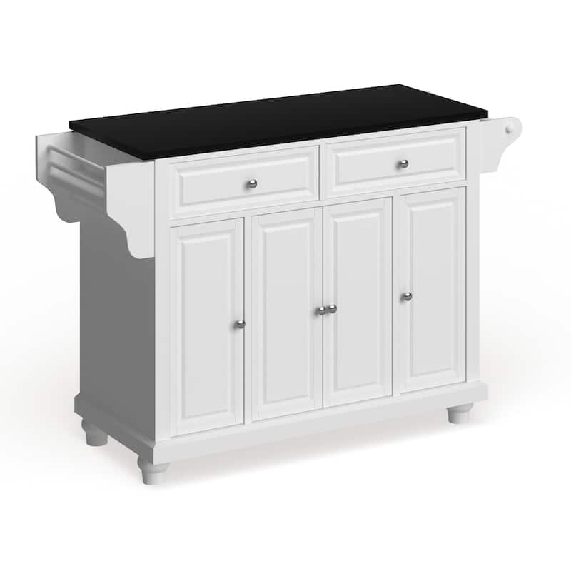 Crosley Cambridge Granite Top Full Size Kitchen Island/Cart - 18"d x 51.5"w x 36"h - Stationary - White - Granite