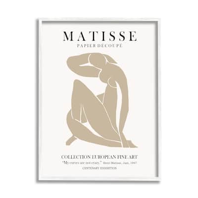 Stupell Neutral Silhouette Modern Woman Matisse Exhibition Text Framed Wall Art - Tan
