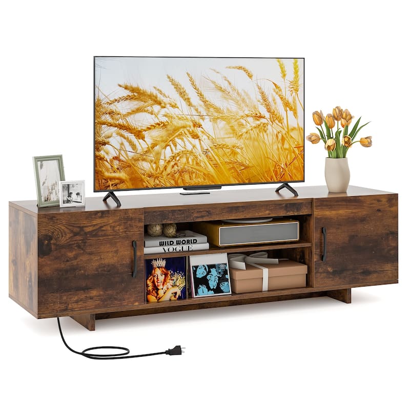 Modern TV Stand with USB Ports and Cable Holes for 65 Inch TVs - 60" x 15.5" x 17.5"