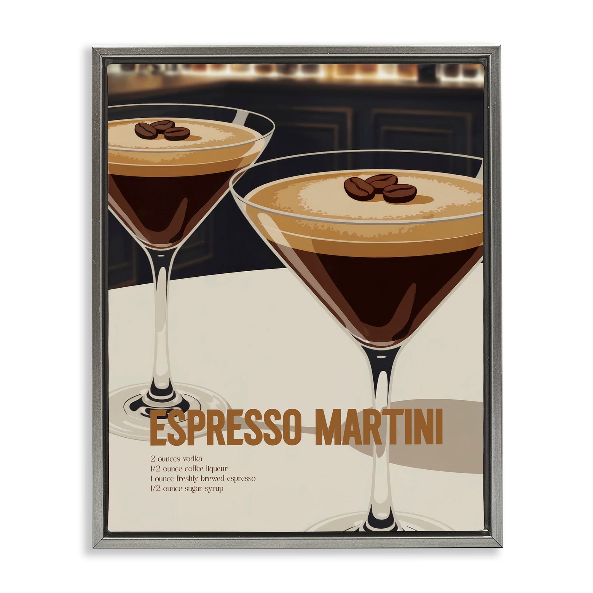 Stupell Sleek Modern Espresso Martini Floater Framed Canvas Art Design By Andreas Magnusson