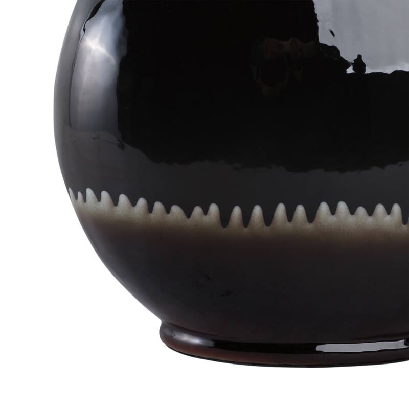 Glass Decorative Vase Modern Sculptural Metal Accent Artisan Details