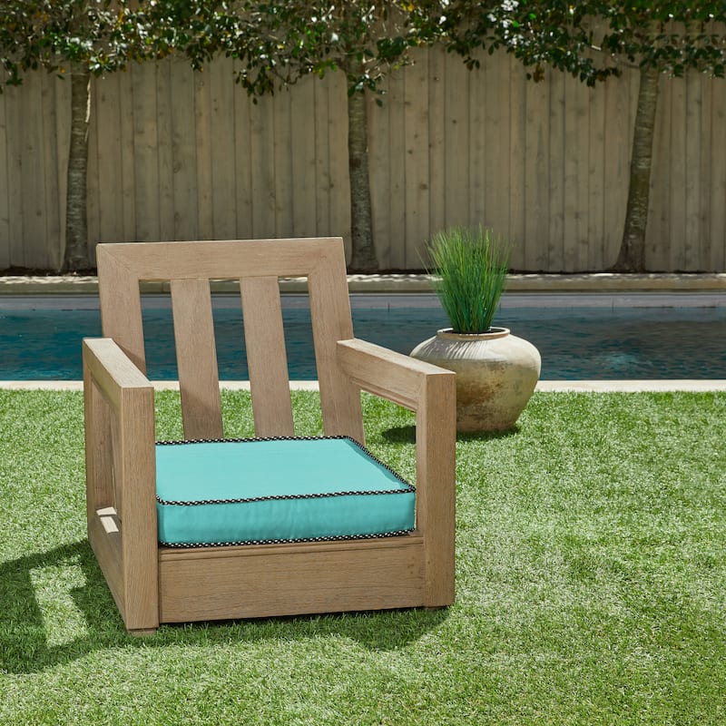 Sorra Home Sunbrella Indoor/Outdoor Braided Cord Cushion - 19 x 19 x 3 inches - Canvas Aruba