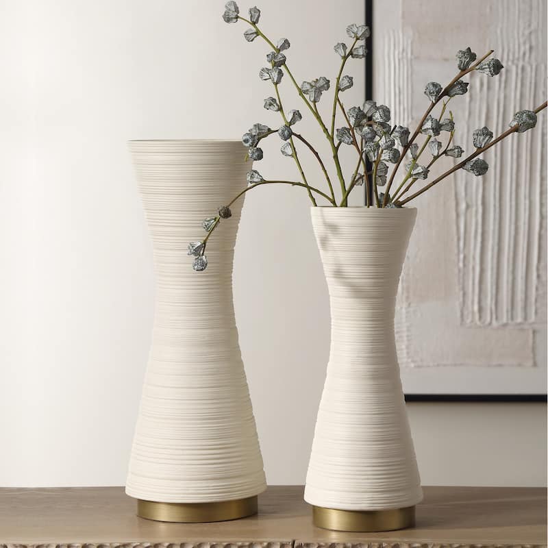 Uttermost 18142 Ridgeline Ceramic Decorative Vases - Set of 2 - Cream