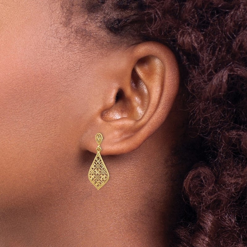 Curata 14k Fancy Dangle Post Earrings - 27.5x10mm Wide