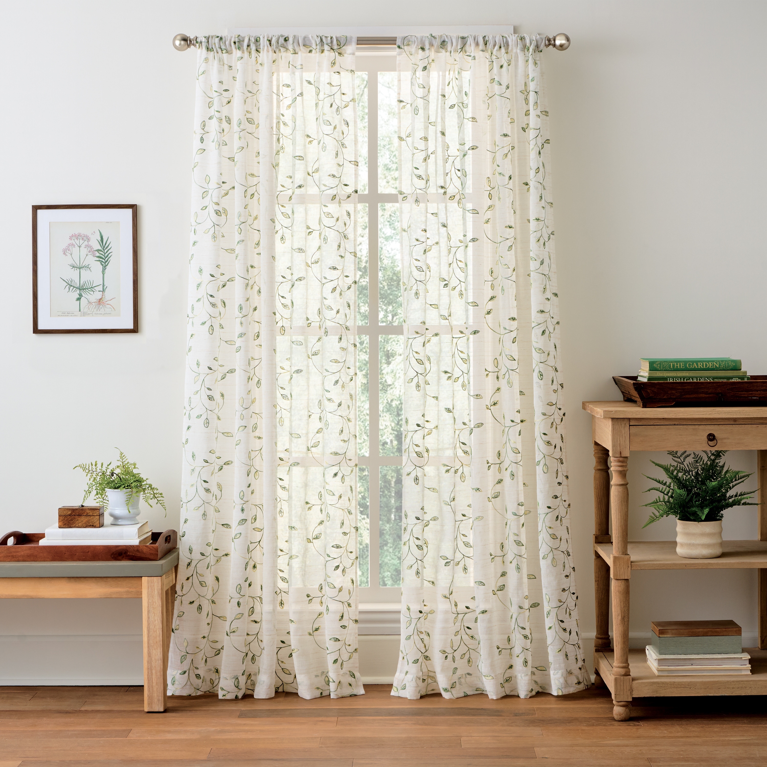 Martha Stewart Durham Embroidery Curtain Panel Pair