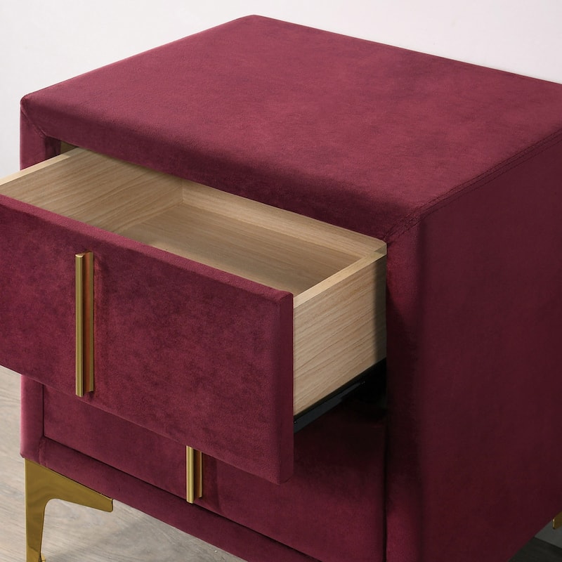 Glim Glam Fabric 2-Drawer Nightstand by Furniture of America
