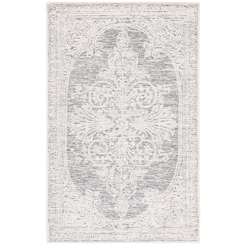 SAFAVIEH Handmade Metro Styliani Oriental Wool Rug - 6' Square - Ivory/Black