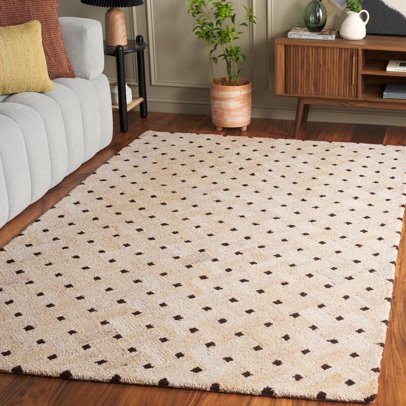 SAFAVIEH Handmade Genre Sakura Mid-Century Modern Wool Rug - 8' x 10' - Light Brown/Ivory