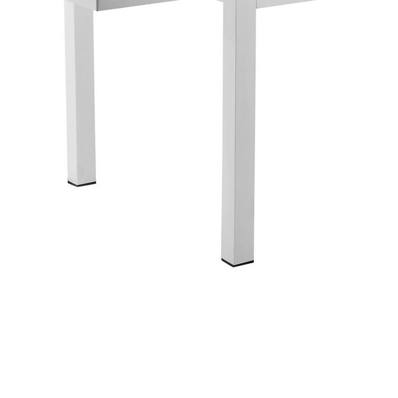 Meta 95 Inch Extendable Dining Table, White Aluminum Frame, Plank Top