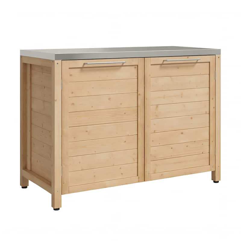 Modular Outdoor Kitchen Island Set, 100% Solid Wood BBQ Cabinet , Patio Kitchen Bar Table