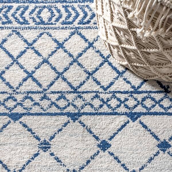 Shop Jonathan Y Moroccan Hype Boho Vintage Tribal Cream Blue 2 Ft