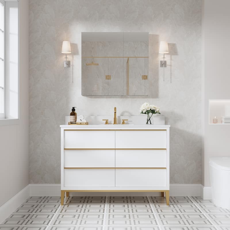 32"W X 30'H Recessed or Surface Wall Mount Bathroom Medicine Cabinet With Adjustable Glass Shelves