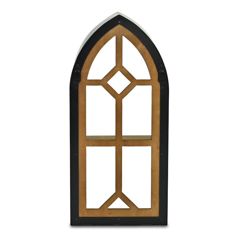 Meliora Cathdral Window Metal & Wood 2 Tier Wall Shelf