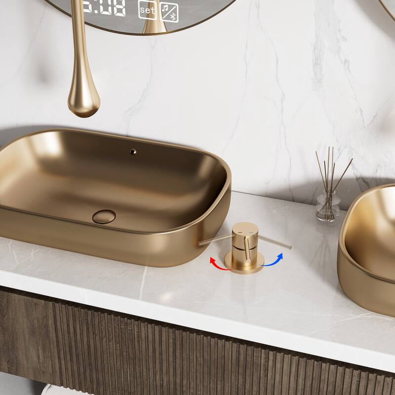 Modland 63''H Wall Mount Bathroom Faucet with High Flow & 500K Leak-Proof, Brushed Gold/ Matte Black