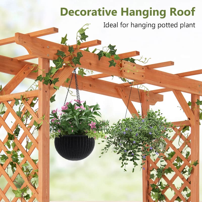 Costway Arbor Over 7FT High Wooden Garden Arch Trellis Pergola Outdoor - See Details