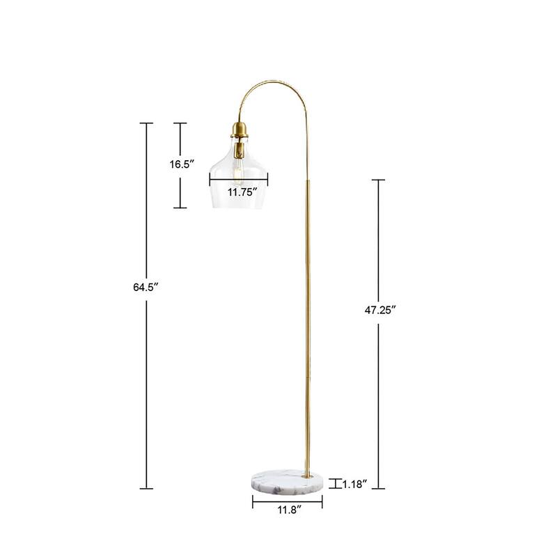 INK+IVY Auburn Gold Arched Floor Lamp with Marble Base