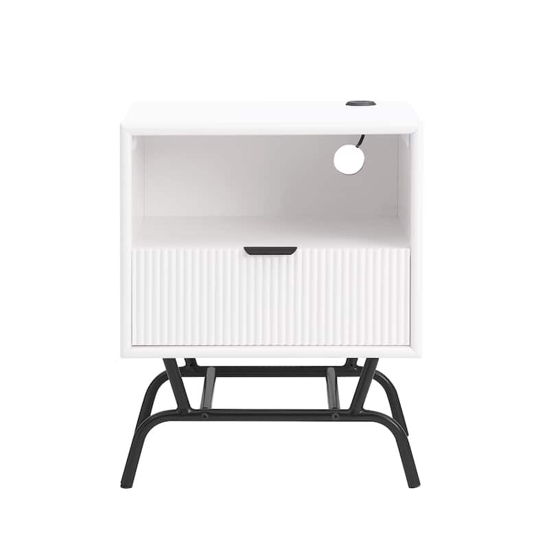 DH BASIC Modern 18-inch 1-Drawer Coffee Table with USB Ports by Denhour