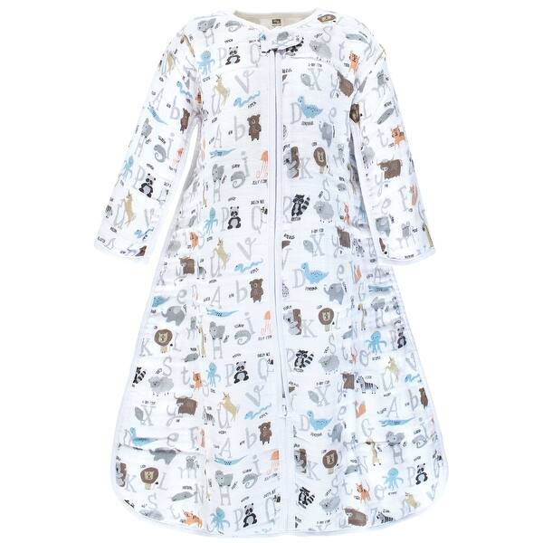 slide 1 of 1, Hudson Baby Unisex Baby Long Sleeve Muslin Sleeping Bag, Wearable Blanket, Sleep Sack, Alphabet Animals